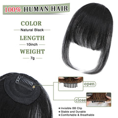 Carendia clip-in bangs natural black wispy side for quick daily styling.