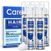 CARENICE 5% Minoxidil Foam application on scalp for thicker-looking hair.