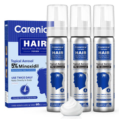 CARENICE 5% Minoxidil Foam bottle for hair growth, ready for daily use.