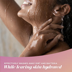 Caress Body Wash exfoliating particles with brown sugar detail.