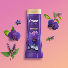 Caress relaxing aroma rising from the bottle during a shower.
