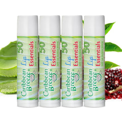 Caribbean Breeze SPF 50 lip balm pack of four outdoors.