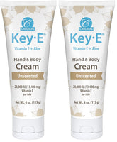 Carlson Key-E Hand and Body Cream bottle front showing fragrance-free formula for dry skin relief