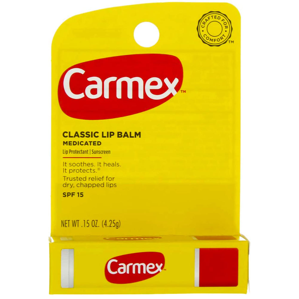 Carmex Classic Lip Balm SPF 15 12-pack front view for everyday lip protection