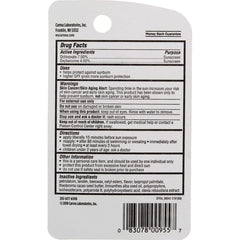 Carmex lip balm front view packaging highlights SPF 15 cherry formula.