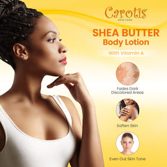 CAROTÏS Shea Butter-rich cream close-up emphasizes soft, nourished skin.