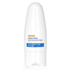 Carpe exfoliating underarm scrub bottle with refreshing mint scent for lasting freshness.