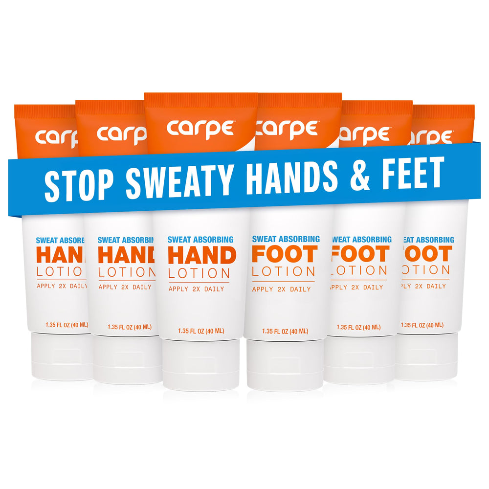Carpe hand lotion tube ready for daily hand care and sweat control.