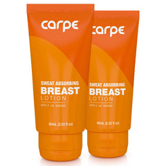 Carpe No-Sweat Breast bottle close-up showing moisture-absorbing formula.