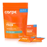 Carpe packaging on the go for a quick post-workout refresh.
