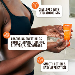 Carpe Sweat Absorbing Breast on skin fold illustrates moisture absorption and comfort