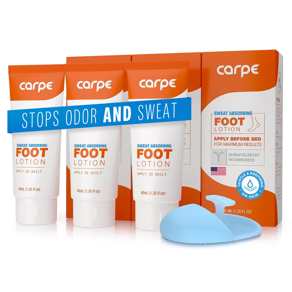 Carpe Sweat Absorbing Foot Lotion tubes for daily use reduce moisture
