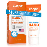 Carpe Sweat Absorbing Hand Lotion being applied to hands for quick dryness