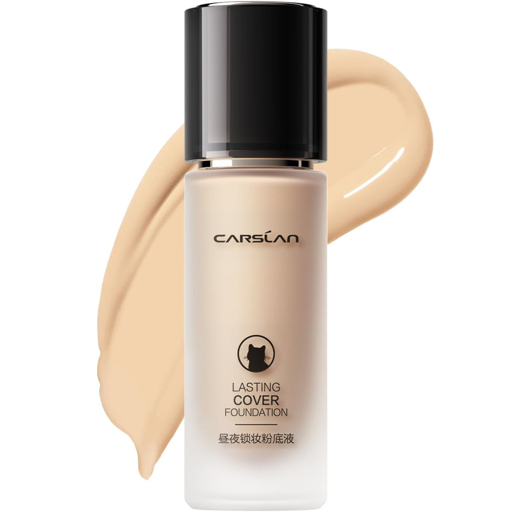 CARSLAN Lasting Cover Foundation pump application for smooth, long-lasting even complexion.