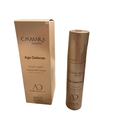 Close-up of Casmara Age Defense Pro & Prebiotic Cream ingredients featuring olive oil and probiotics