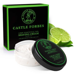 Castle Forbes Lime Shaving Cream bottle ready for a premium grooming routine.