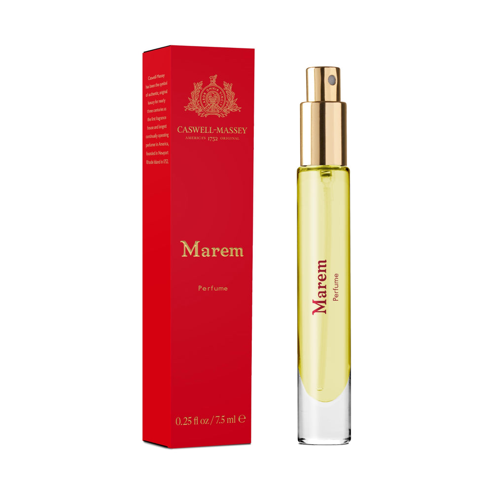 Caswell-Massey Marem compact bottle for travel-friendly fragrance discovery.