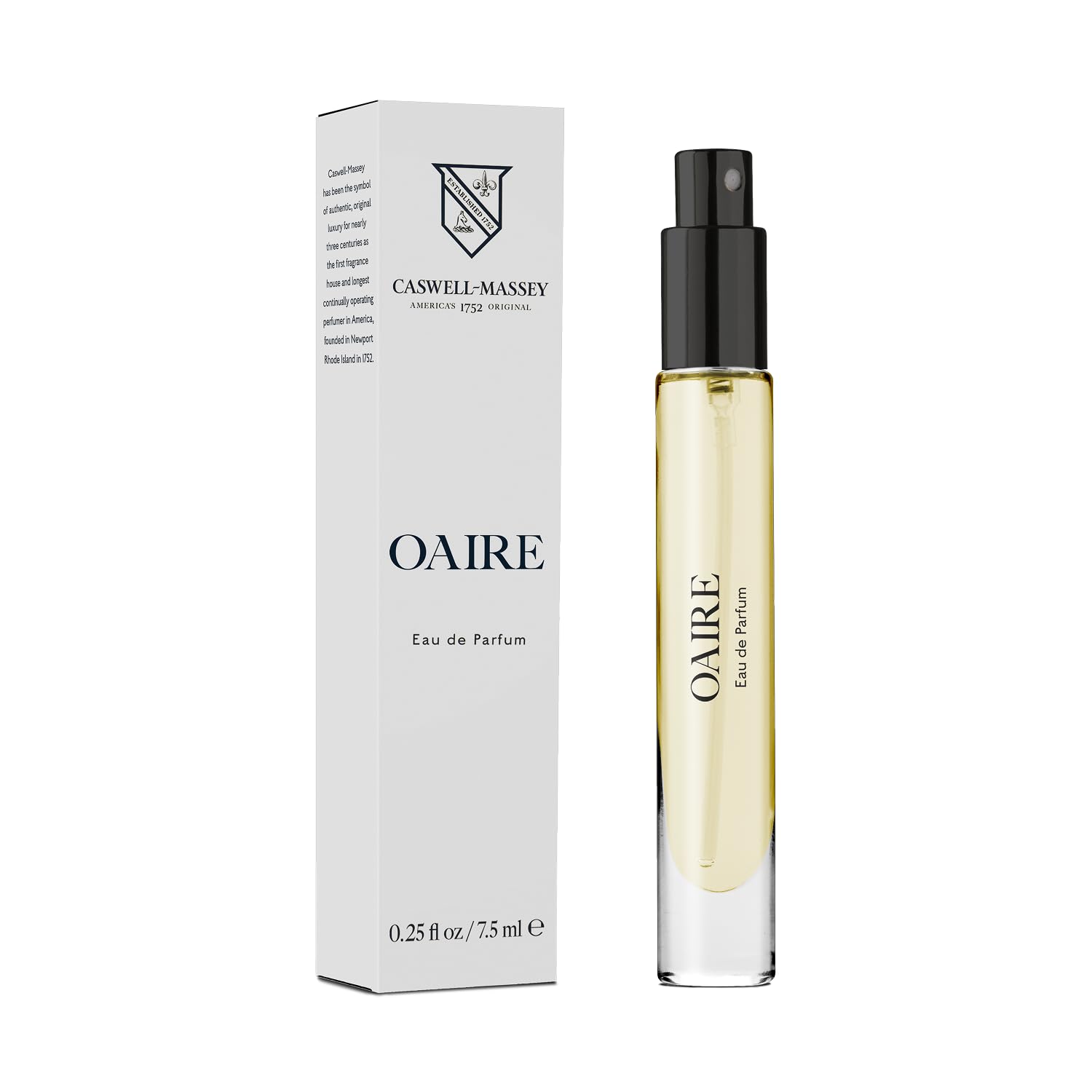 Caswell-Massey OAIRE bottle front view, highlighting fresh citrus and sage for everyday refresh