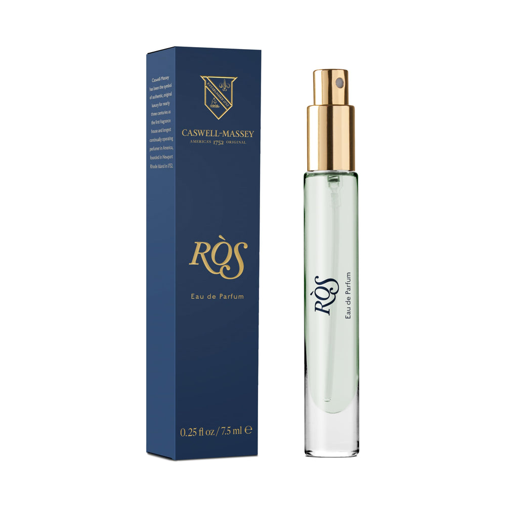 Caswell-Massey RÒS bottle on a surface for refined everyday wear