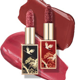 Catkin Moist Lipstick outer-case with relief sculpture evoking Eastern art and craftsmanship