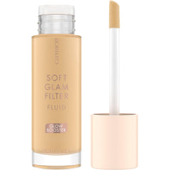 Catrice Soft Glam Filter Fluid bottle close-up highlighting luminous glow.