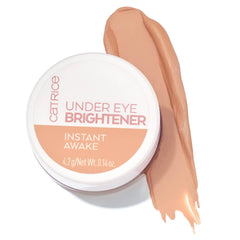Catrice Under Eye Brightener tube close-up showing the product and brightening effect