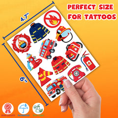 CAVALATAT firetruck tattoo sheets easy to clip into goodie bags