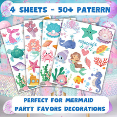 CAVALATAT waterproof kids' mermaid tattoos designed to last days.
