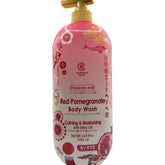 CB Complexion Boutik Red Pomegranate Body Wash bottle with pump for daily cleansing and hydration.