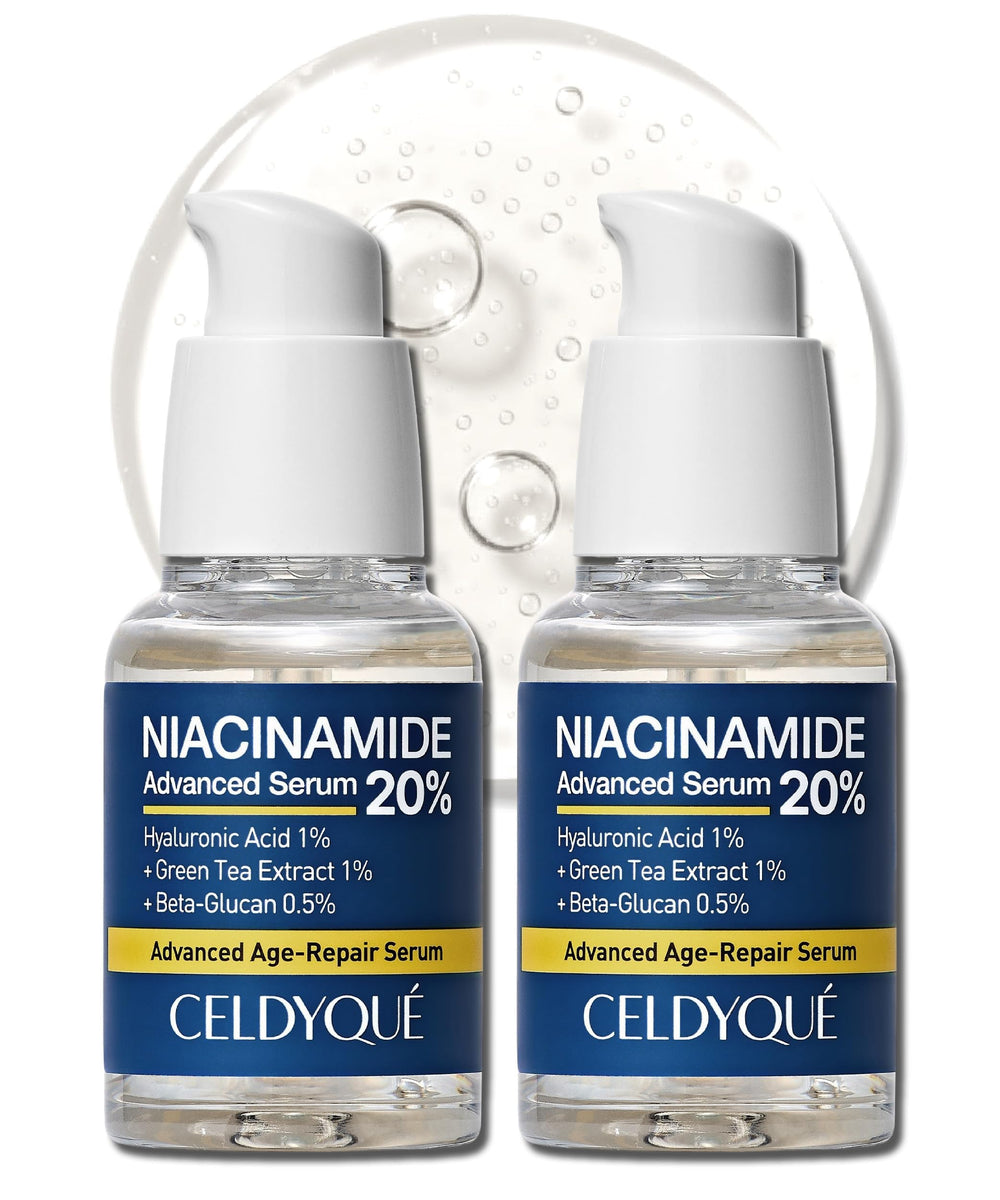 CELDYQUE Niacinamide 20% serum bottle with fragrance-free formula for sensitive skin.