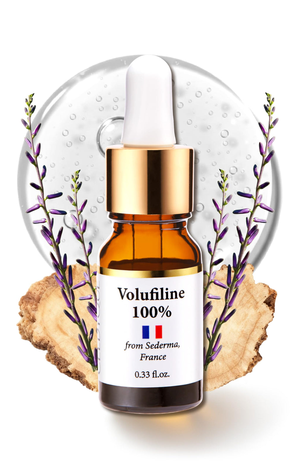 CELDYQUE Volufiline concentrate bottle closeup for a firming skincare routine.