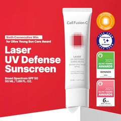 Cell Fusion C sunscreen texture being dispensed for easy application.