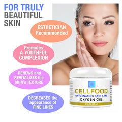 Cellfood Oxygen Gel aloe vera and lavender close-up highlights soothing ingredients.