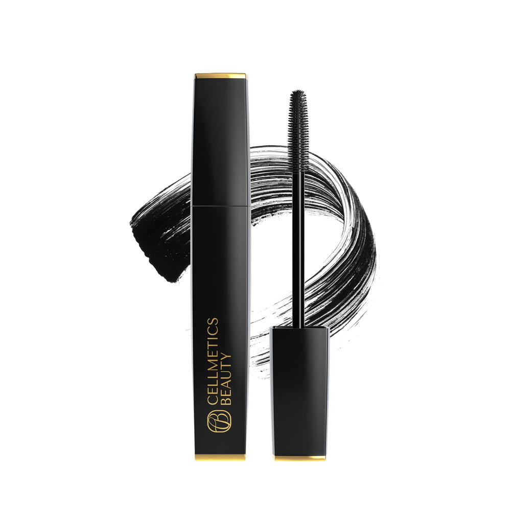 CELLMETICS BEAUTY Cellmetics Mascara bottle in black offers gentle lift for mature lashes.