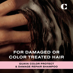 Ceremonia Guava Protect & Repair Shampoo application demonstrating gentle cleansing.