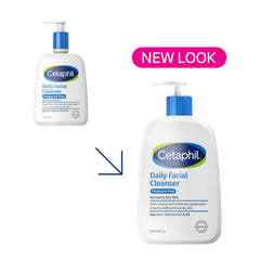 Cetaphil Daily Facial Cleanser pump close-up, easy-dispense for gentle cleansing.