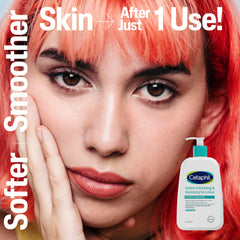 Applying Cetaphil Gentle Exfoliating SA Lotion on hand suggests gentle daily care.