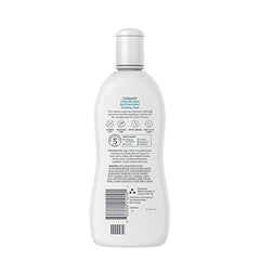 Cetaphil Restoraderm Soothing Wash label closeup, includes moisturizers and vitamin E.