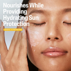Cetaphil Sheer Mineral Sunscreen with zinc oxide and titanium dioxide for broad spectrum protection.