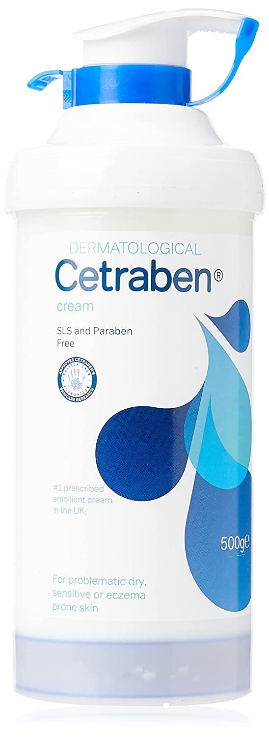Cetraben Emollient Cream 500g pump dispenser eases daily moisturising for dry skin.