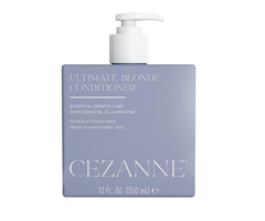 Cezanne Ultimate Blonde Conditioner bottle close-up showing violet tones for brass reduction.