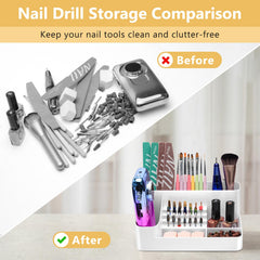 CGBE holder bottom compartments neatly store small items like cotton pads and bands.