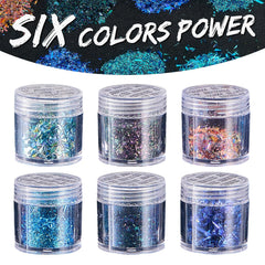 Chameleon Chrome Nail Powder swatch demonstrates shifting colors from silver to blue.