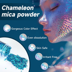 Chameleon Chrome Nail Powder UV gel application showing quick color flash.