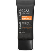 CHAMUEL MEN anti-aging aftershave bottle with calming formula for sensitive skin.