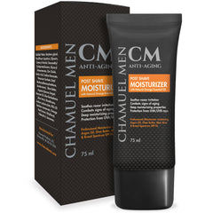 Close-up of CHAMUEL MEN face cream texture highlighting rich hydration for all skin types.
