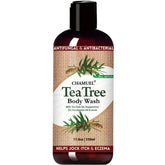 Chamuel Tea Tree Body Wash bottle pour showing a refreshing natural cleanse.
