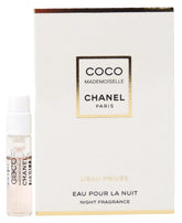 CHANEL Coco Mademoiselle L'EAU Privée night spray vial close-up, ideal for evening wear.