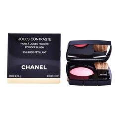CHANEL JOUES CONTRASTE quintessence swatch shows buildable color on cheeks.