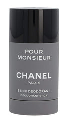 CHANEL Pour Monsieur deodorant stick brand logo close-up highlighting authentic fragrance experience.